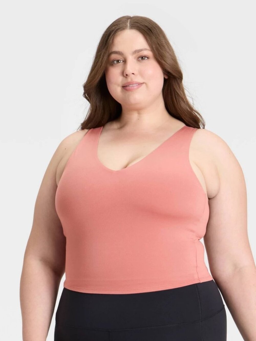 Flex Light Support V-Neck Cropped Sports Bra - All in Motion 2X Pink Rose NWT
